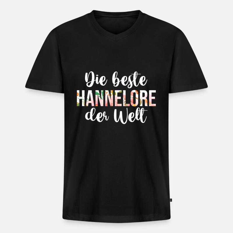 Hannelore - Männer Premium Bio T-Shirt mit V-Ausschnitt - Schwarz