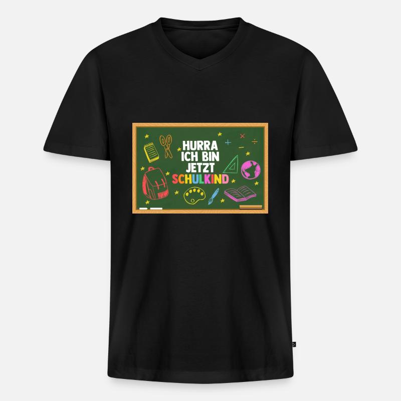 Erste Klasse Einschulung Erstklässler Schulkind - Männer Premium Bio T-Shirt mit V-Ausschnitt - Schwarz