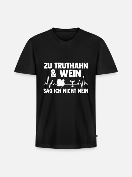 Wein Truthuhn Truthahn - Männer Premium Bio T-Shirt mit V-Ausschnitt - Schwarz