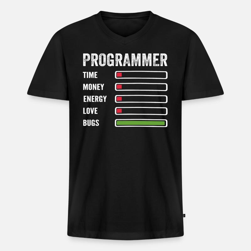 Developer Humor Programmer Coder - Men's Premium Organic T-shirt with V-neck - black