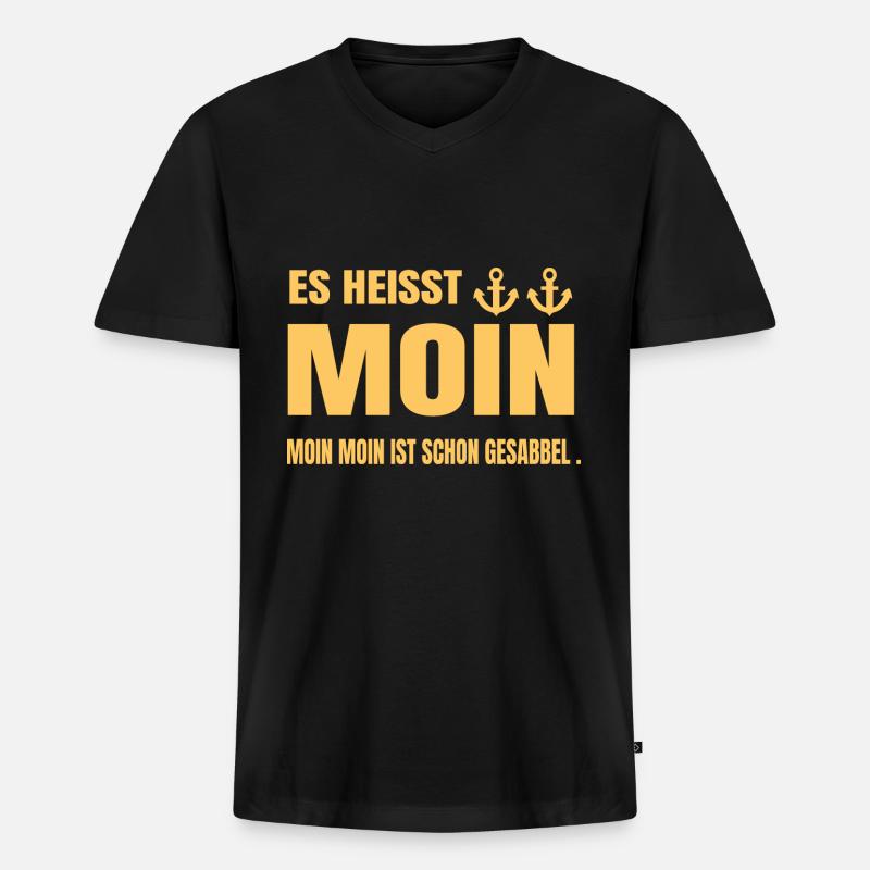 MOIN - Männer Premium Bio T-Shirt mit V-Ausschnitt - Schwarz