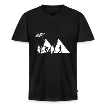 UFO egyptisk pyramide konspirationsteori gamle - Premium økologisk T-shirt med V-hals til mænd - sort - Foran - Nico (187cm)