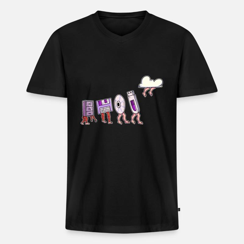 Evolution der Datenträger für Developer - Männer Premium Bio T-Shirt mit V-Ausschnitt - Schwarz