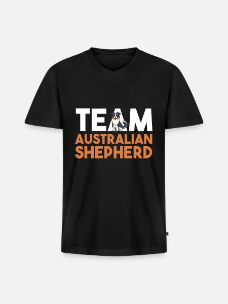 Dog Australian Shepherd - Men's Premium Organic T-shirt with V-neck - black