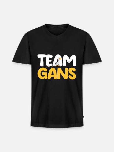 Gans Gänse - Männer Premium Bio T-Shirt mit V-Ausschnitt - Schwarz