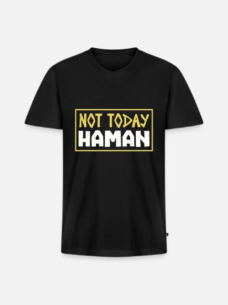 Not Today Haman Purim Judaism - Men's Premium Organic T-shirt with V-neck - black