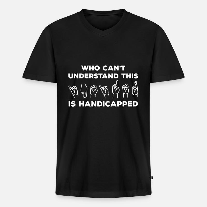 Hörgeschädigt - Männer Premium Bio T-Shirt mit V-Ausschnitt - Schwarz