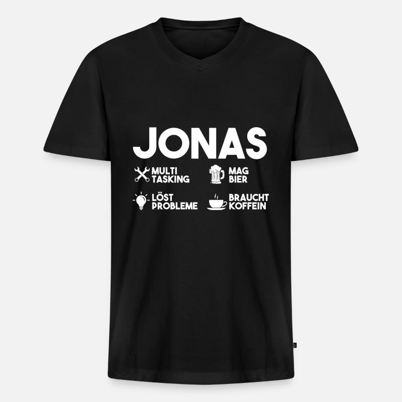 Jonas - Männer Premium Bio T-Shirt mit V-Ausschnitt - Schwarz