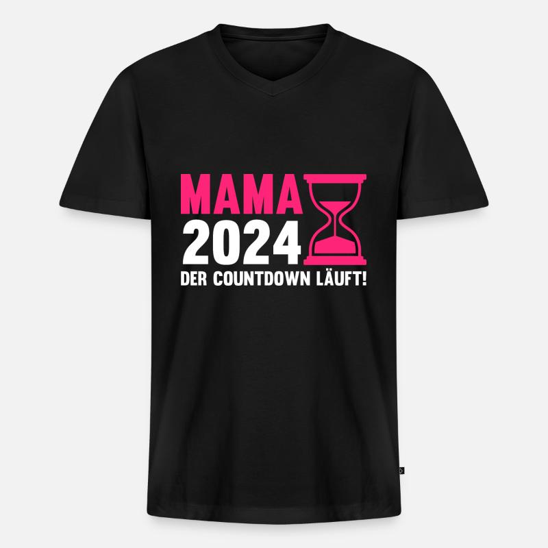 Werdende Mama 2024 - Männer Premium Bio T-Shirt mit V-Ausschnitt - Schwarz