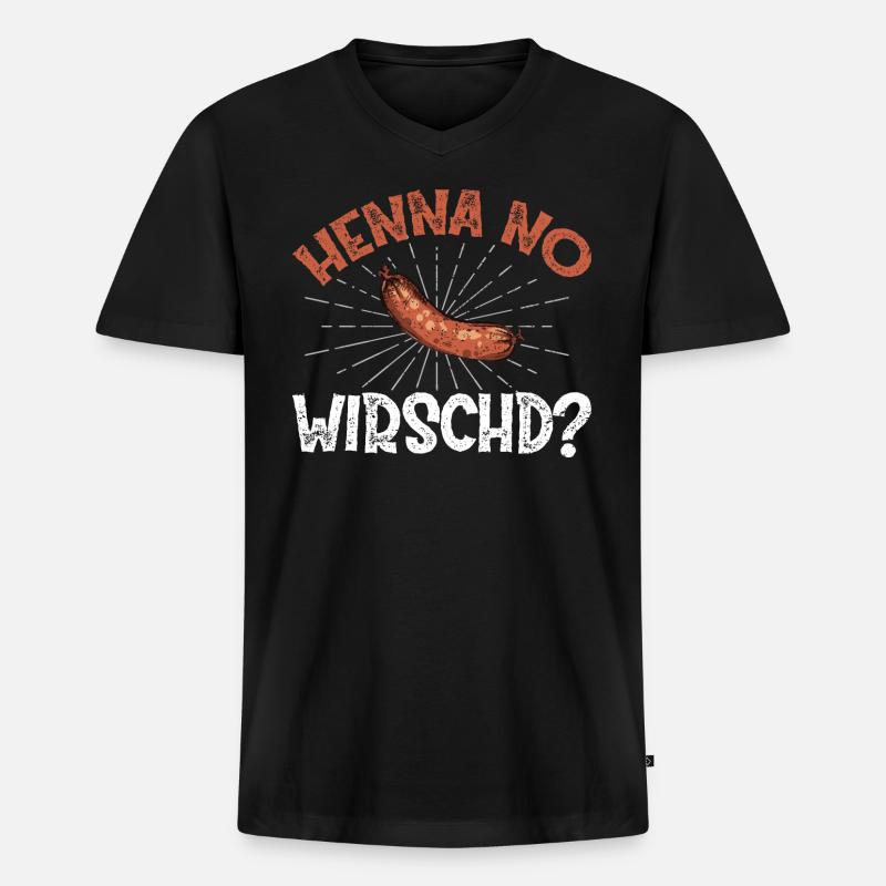 Henna no Wirschd? - Männer Premium Bio T-Shirt mit V-Ausschnitt - Schwarz