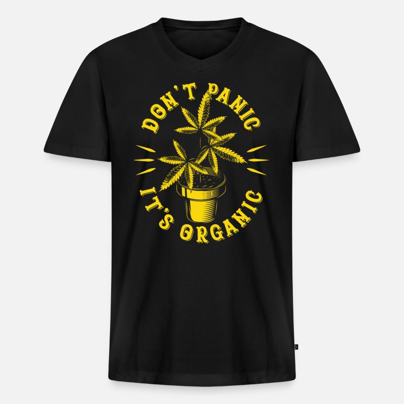 Bio-Cannabis - Männer Premium Bio T-Shirt mit V-Ausschnitt - Schwarz