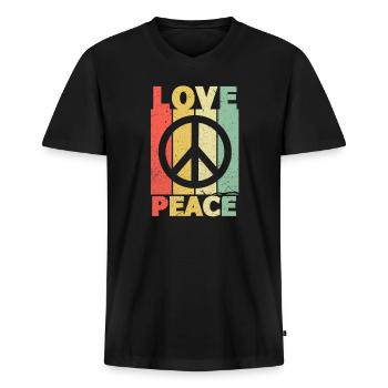 70s Jahfre 70s Love Peace Hippie Gift - Premium økologisk T-shirt med V-hals til mænd - sort - Foran - Nico (187cm)