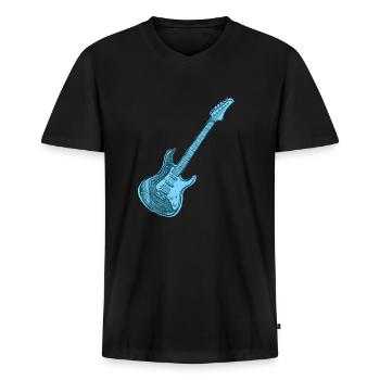 Blaue E-Gitarre, Gitarre - Männer Premium Bio T-Shirt mit V-Ausschnitt - Schwarz - Vorne - Nico (187cm)