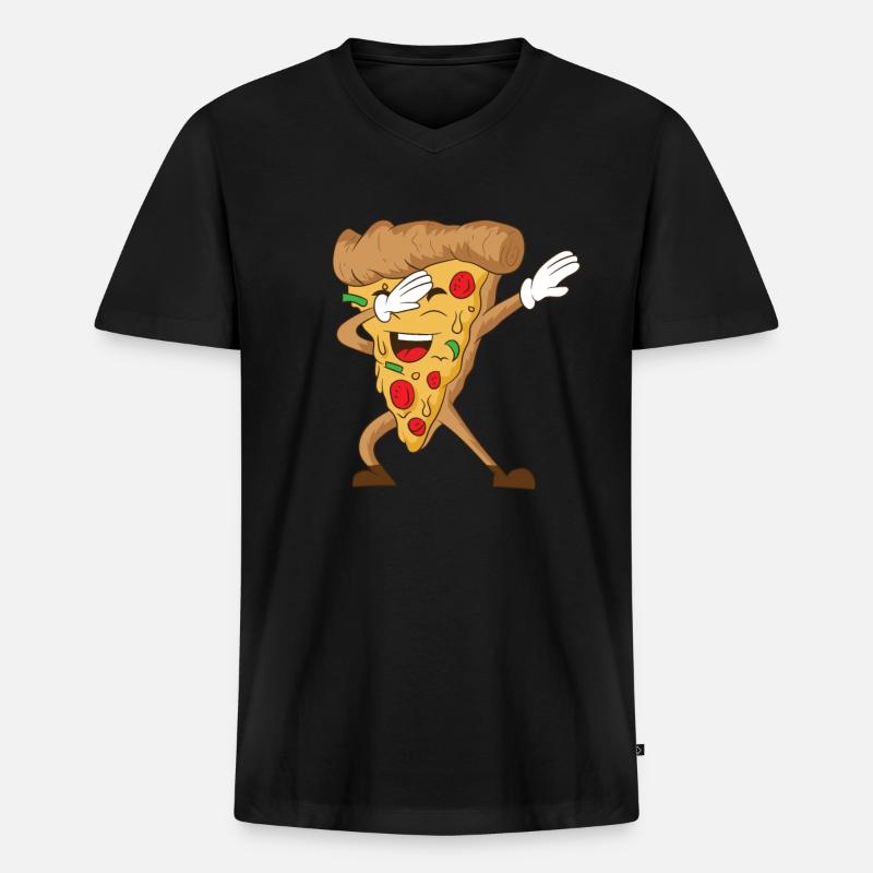 Dabbing Pizza - Männer Premium Bio T-Shirt mit V-Ausschnitt - Schwarz