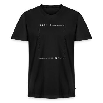 Minimalismus - Keep it simple - Männer Premium Bio T-Shirt mit V-Ausschnitt - Schwarz - Vorne - Nico (187cm)