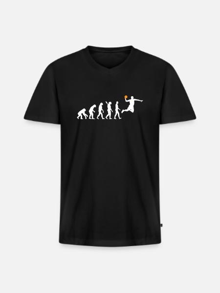 Basketball - Human Evolution / Darwin - Men's Premium Organic T-shirt with V-neck - black