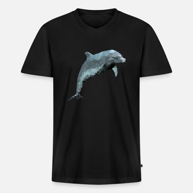Dolphin - polygon / triangle - Men's Premium Organic T-shirt with V-neck - black