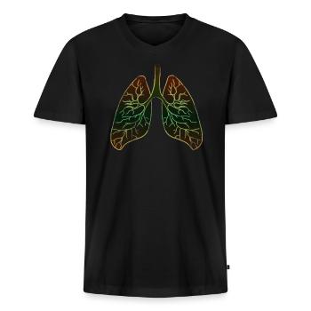 Lunge Organ - Männer Premium Bio T-Shirt mit V-Ausschnitt - Schwarz - Vorne - Nico (187cm)