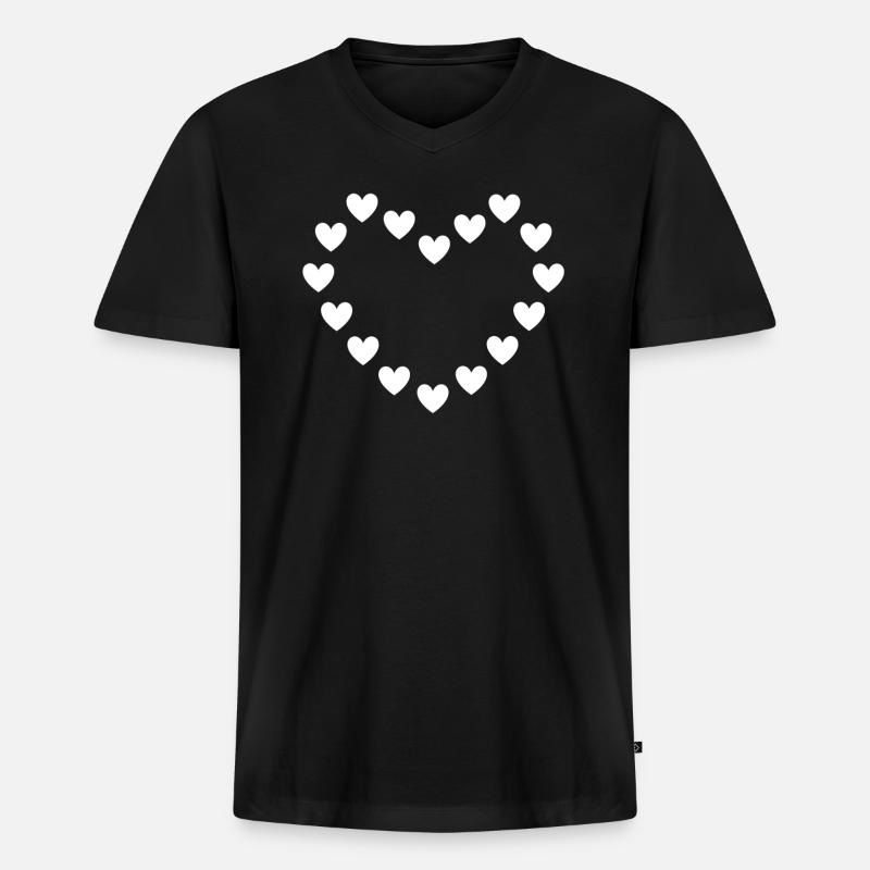 Herzen Herz - Männer Premium Bio T-Shirt mit V-Ausschnitt - Schwarz