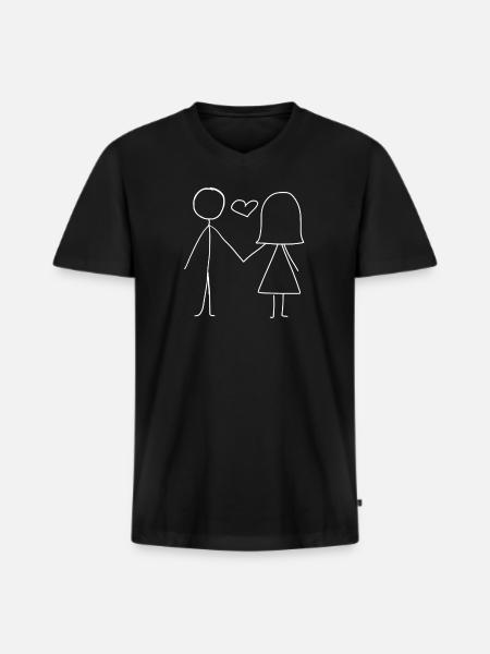 Dear lovers - Men's Premium Organic T-shirt with V-neck - black