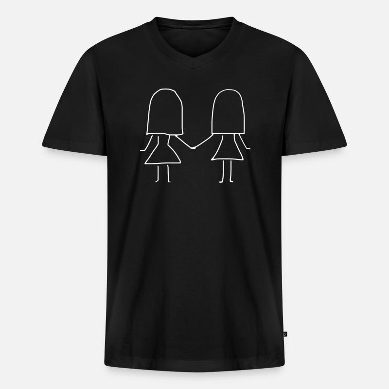 Freundschaft beste - Männer Premium Bio T-Shirt mit V-Ausschnitt - Schwarz