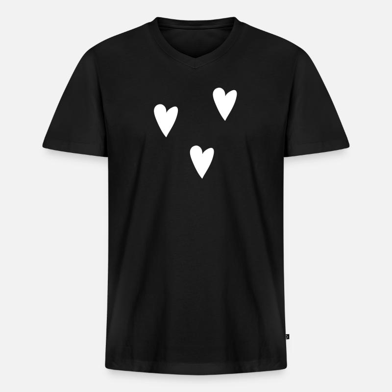 herzen Herz - Männer Premium Bio T-Shirt mit V-Ausschnitt - Schwarz