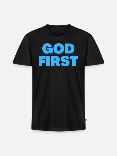 God First - Christian Quotes - Men's Premium Organic T-shirt with V-neck - black