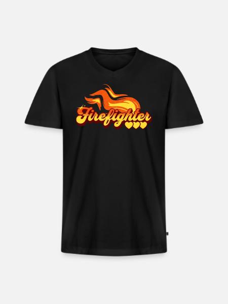 Firefighter Gift Flame Pattern - Men's Premium Organic T-shirt with V-neck - black