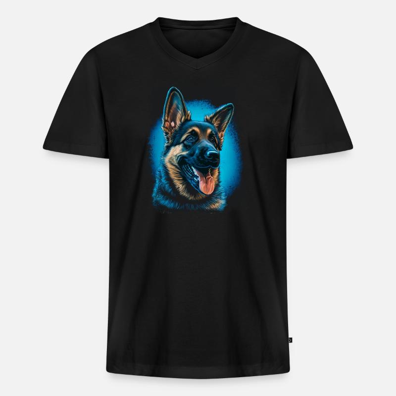 Deutscher Schäferhund - Männer Premium Bio T-Shirt mit V-Ausschnitt - Schwarz