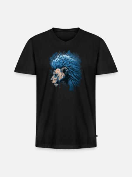 Leo Zodiac Sign - Men's Premium Organic T-shirt with V-neck - black
