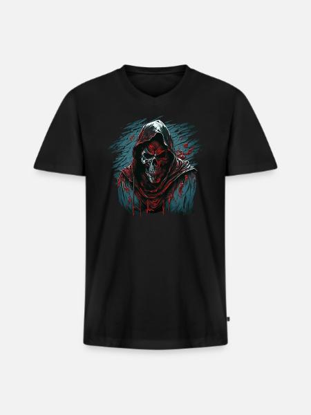 La Faucheuse - T-shirt encolure en V Premium bio Homme - noir