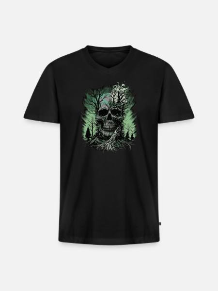 Skull Forest - Men's Premium Organic T-shirt with V-neck - black