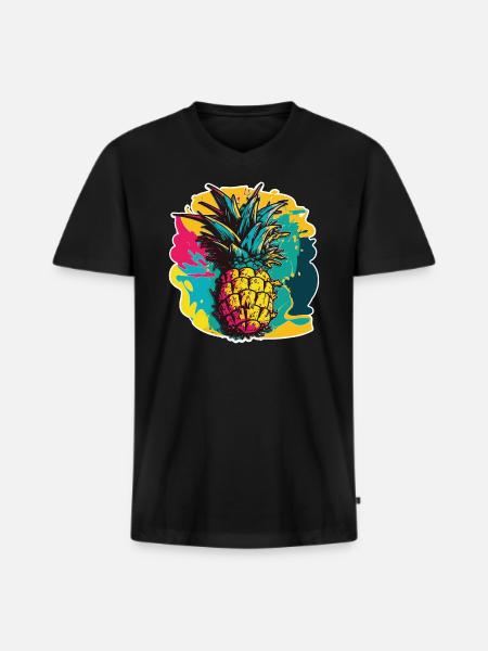 Pineapple Fruit - Men's Premium Organic T-shirt with V-neck - black