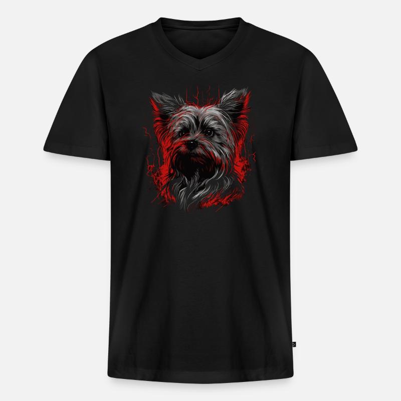 Yorkshire Terrier - Männer Premium Bio T-Shirt mit V-Ausschnitt - Schwarz