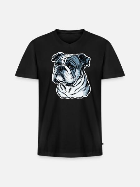 Grumpy English Bulldog - Men's Premium Organic T-shirt with V-neck - black
