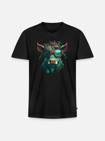 A steampunk cow - Men's Premium Organic T-shirt with V-neck - black