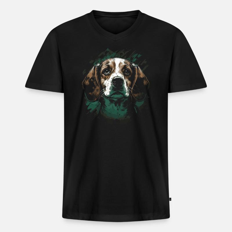 Beagle Hund - Männer Premium Bio T-Shirt mit V-Ausschnitt - Schwarz