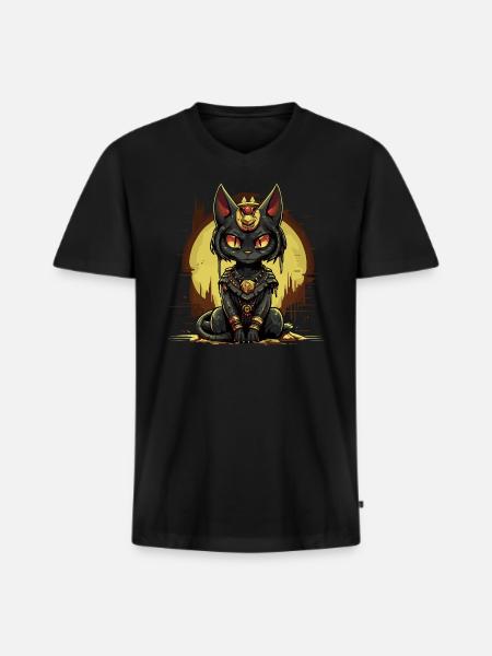 Pharaoh Temple Cat - Men's Premium Organic T-shirt with V-neck - black