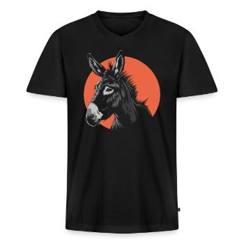 Ein Esel - Männer Premium Bio T-Shirt mit V-Ausschnitt - Schwarz - Vorne - Nico (187cm)