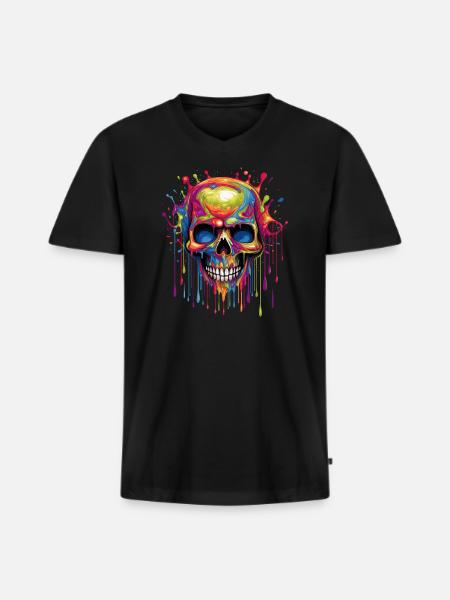 Popart Skull - Men's Premium Organic T-shirt with V-neck - black