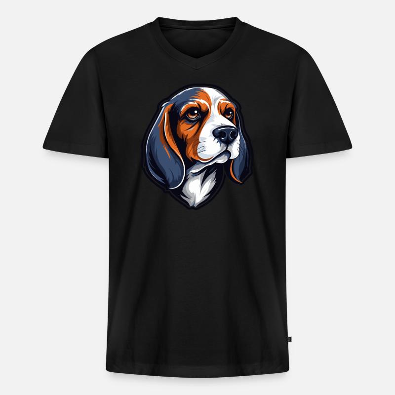 Beagle Hund - Männer Premium Bio T-Shirt mit V-Ausschnitt - Schwarz
