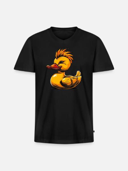 Gummientenpunk - Männer Premium Bio T-Shirt mit V-Ausschnitt - Schwarz
