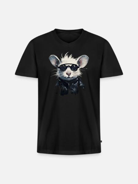 Coole Ratte - Männer Premium Bio T-Shirt mit V-Ausschnitt - Schwarz