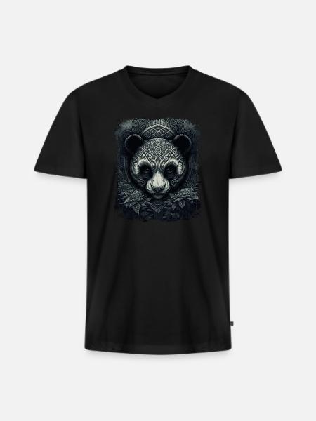 Panda Art - Men's Premium Organic T-shirt with V-neck - black