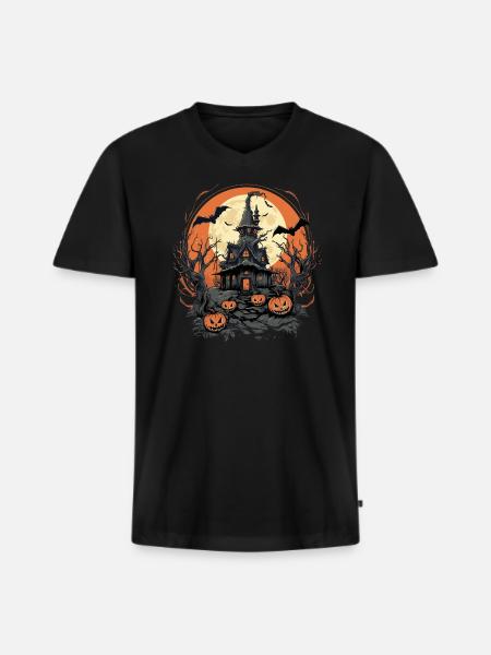 Halloween - Männer Premium Bio T-Shirt mit V-Ausschnitt - Schwarz