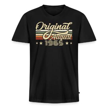 August 1965 birthday August 1965 - Original 1965 - Men's Premium Organic T-shirt with V-neck - black - Front - Nico (187cm)