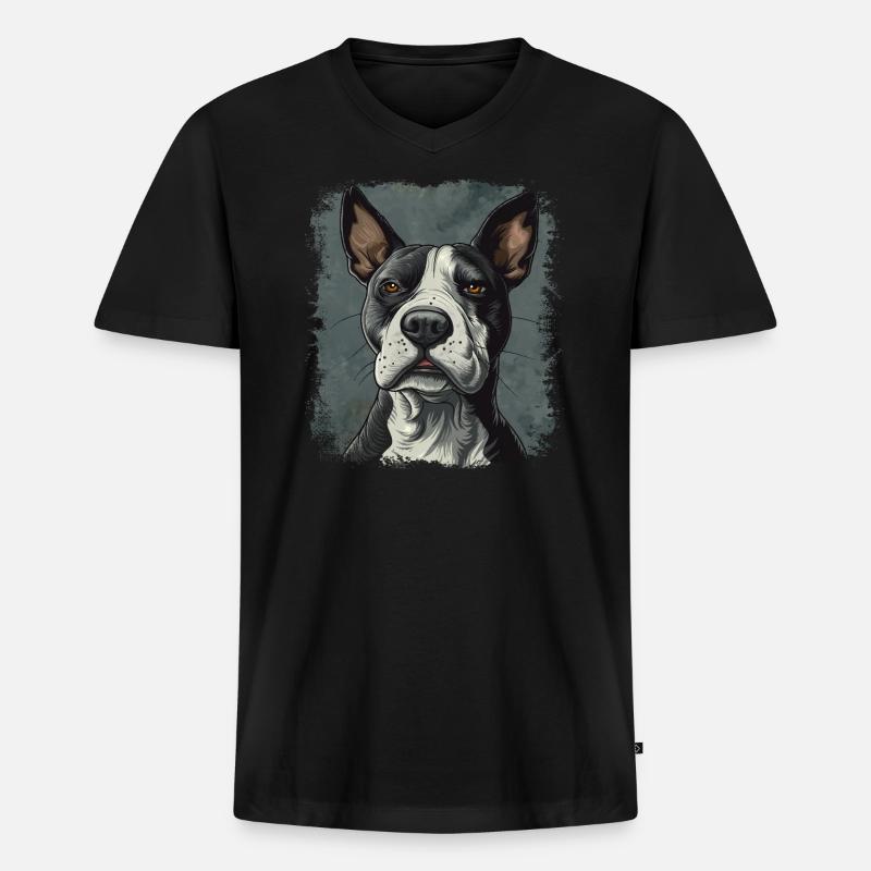 Bullterrier - Männer Premium Bio T-Shirt mit V-Ausschnitt - Schwarz