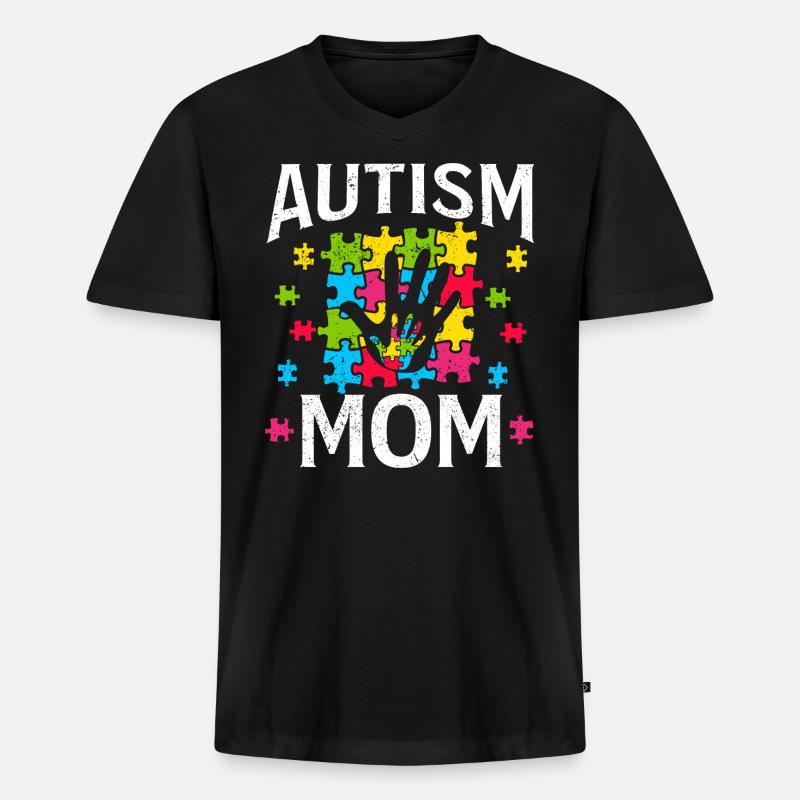 Autismus - Männer Premium Bio T-Shirt mit V-Ausschnitt - Schwarz