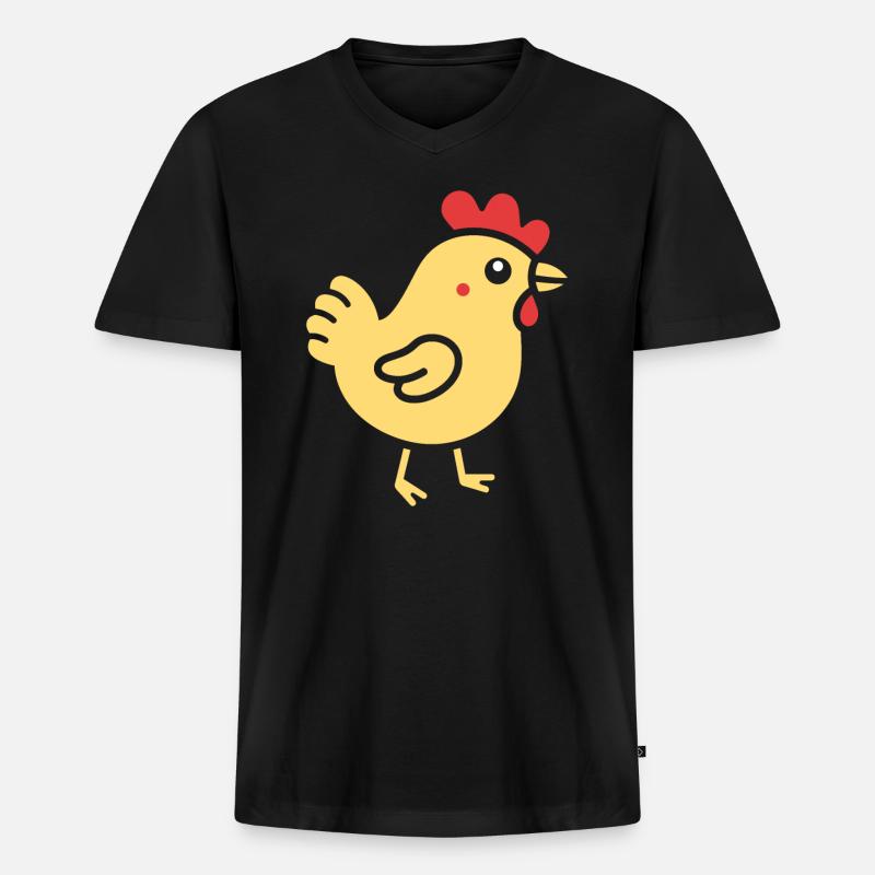 Huhn - Männer Premium Bio T-Shirt mit V-Ausschnitt - Schwarz
