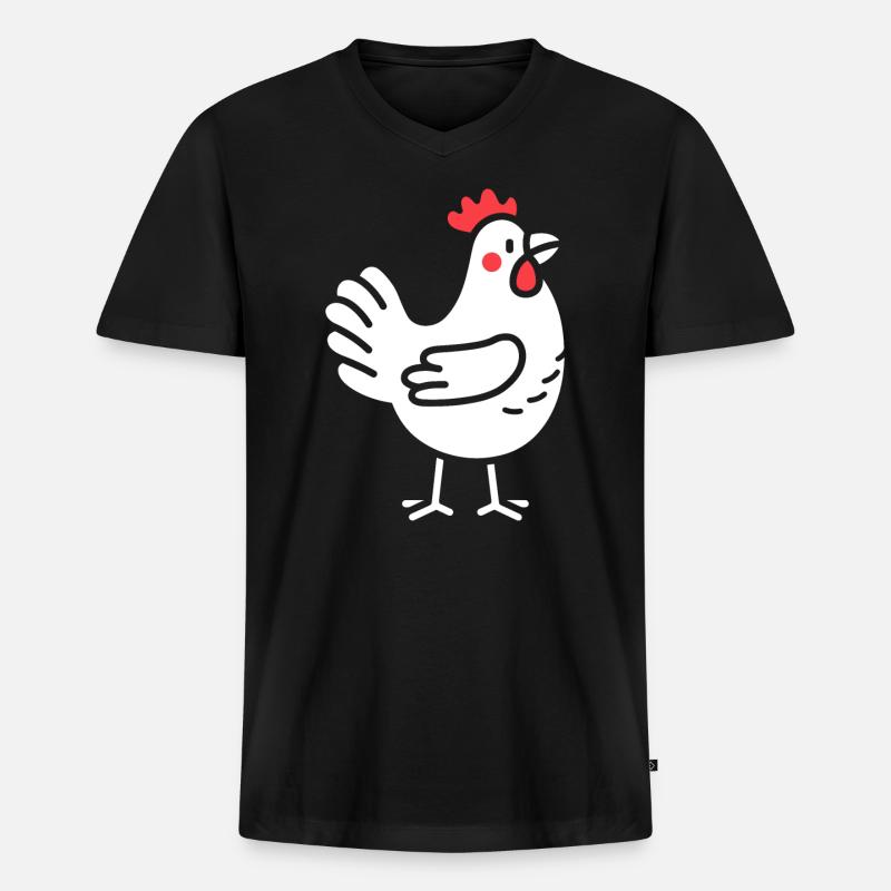 Huhn - Männer Premium Bio T-Shirt mit V-Ausschnitt - Schwarz